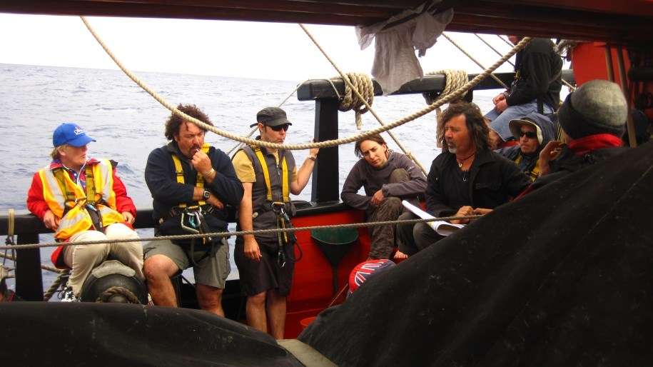 Captain Ross during the morning voyage crew meeting.