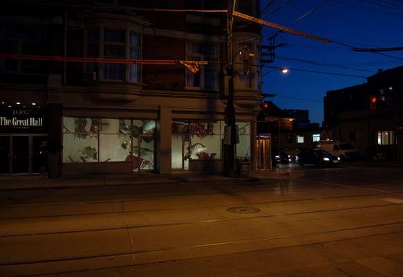 image of art installation, restaurant on a street in toronto