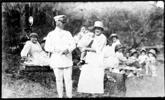 Captain Ray Milton Sterling and his wife and daughter, Ethel May and Margaret Francis