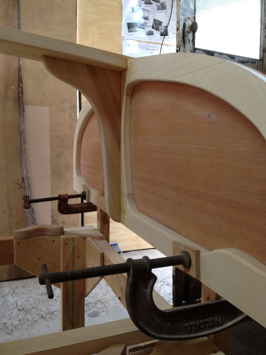 The stern of MYRA TOO coming together. Photo by Penny Hyde 2013