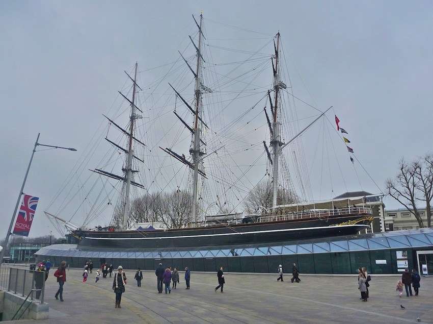 Photo of tall ship Cutty Sark on display at Greenwhich