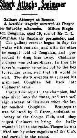 The Singleton Argus reports the shark attack and rescue, 7.02.22 p 2