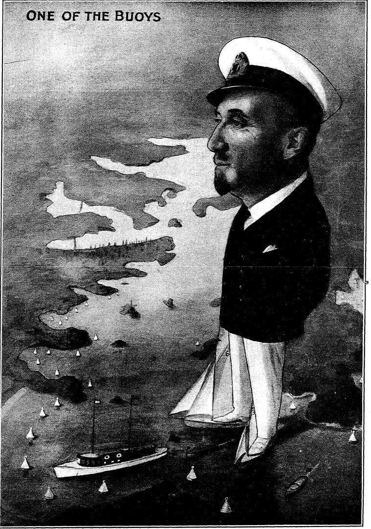 Caricature of Frank Albert, published in The Australian Motor Boat and Yachting Monthly, 1 January 1926, page 9