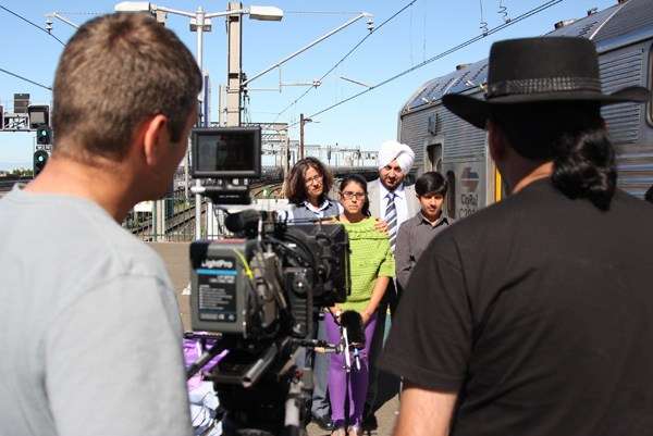 First Indian Aussie Train Driver being interviewed by Director of Photography Caz and Director Anupam.