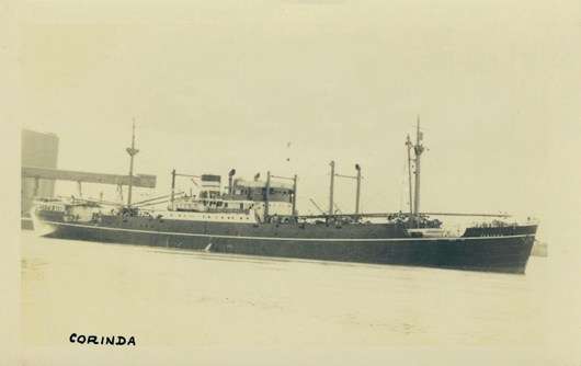 Black and white image of the ship Corina