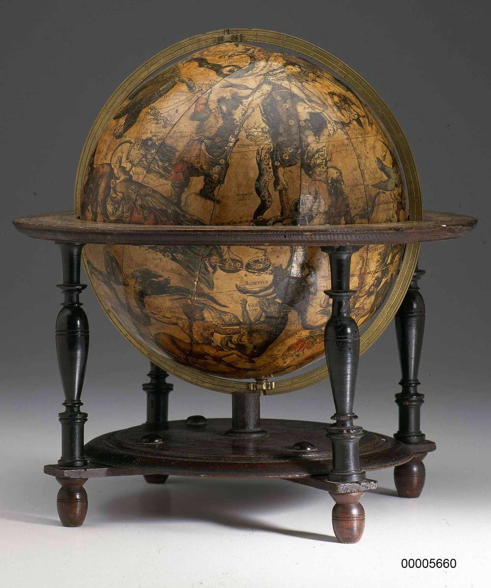 ANMM Collection Willem Janszoon Blaeu  celestial globe on display in Mapping Our World: Terra Incognita to Australia