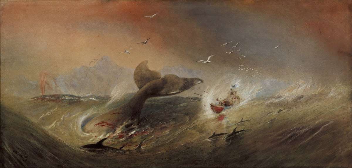 ANMM Collection Oswald Walter Brierly’s watercolour Amateur whaling, or a tale of the Pacific