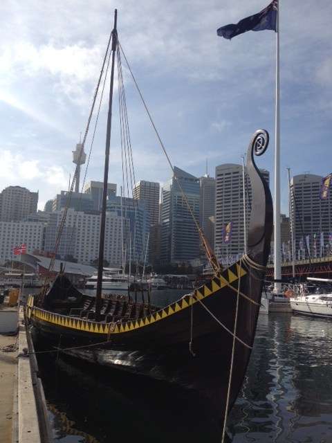 The Jorgen Jorgenson with the Oseberg style bow scroll in place.