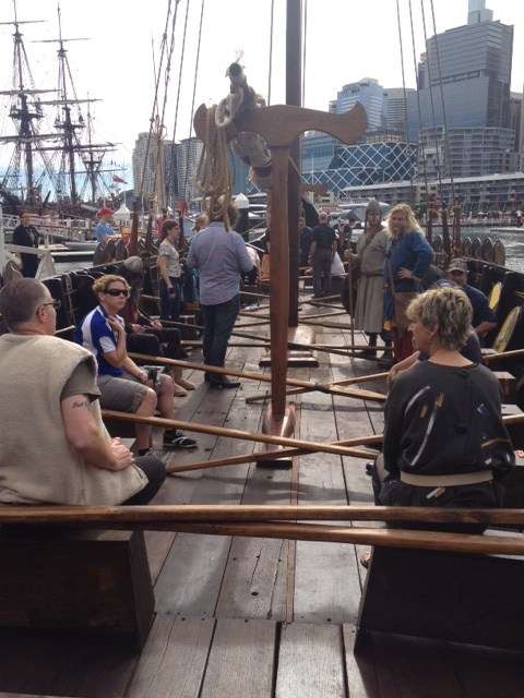 On the deck of the Jorgen Jorgenson preparing to row