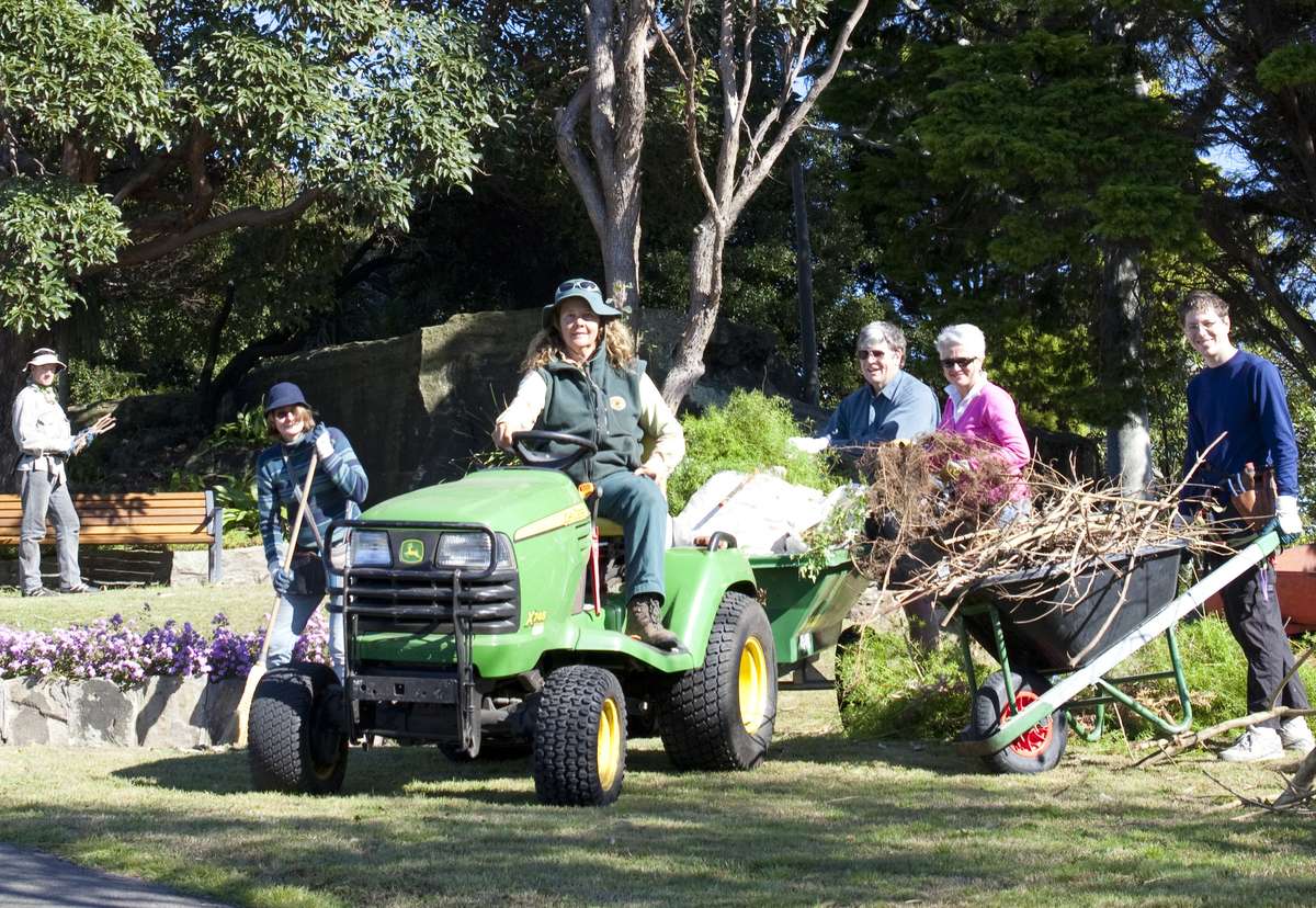 Staff and volunteers cleaning up.