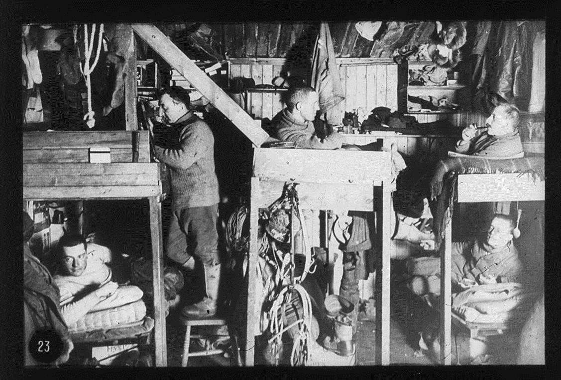 "Tenements"- bunks in Winter quarters Hut, of Lieutenant Bowers "Tenements"- bunks in Winter quarters Hut, of Lieutenant Bowers