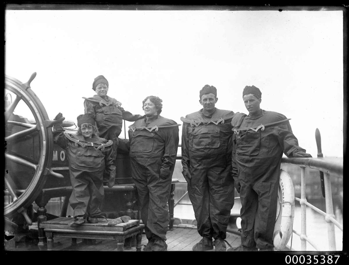 Family on the deck of the ship, MOUNT STEWART. Photo by Samuel Hood, ANMM Collection