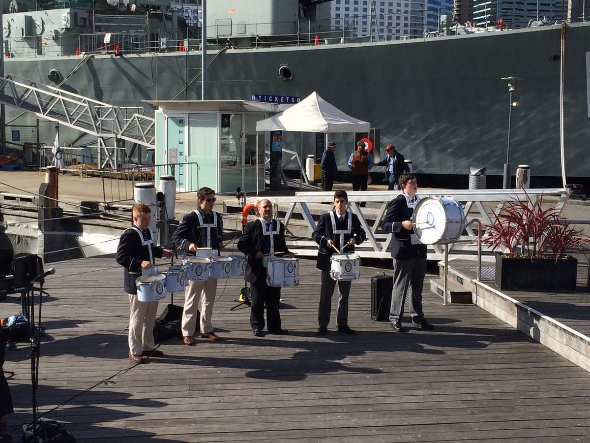 Pulteney Grammar School drumming and singing out some tunes on our Performance Platform