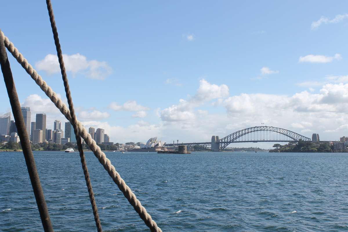 Sydney Harbour as HMB Endeavour returns to port. Photo by Suzannah Marshall Macbeth.