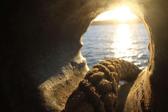 Through the hawse pipe - the ship