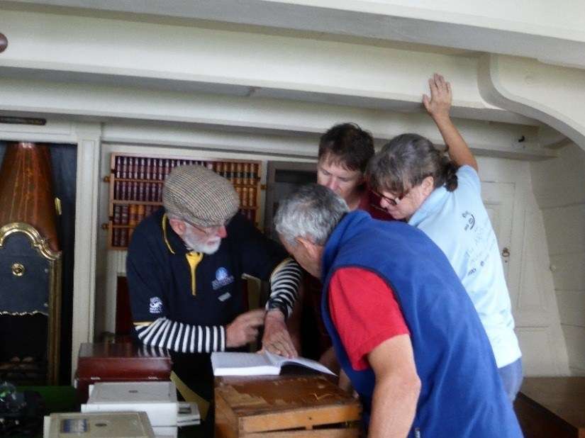 Supernumerary Bill Morris demonstrating the sextant.