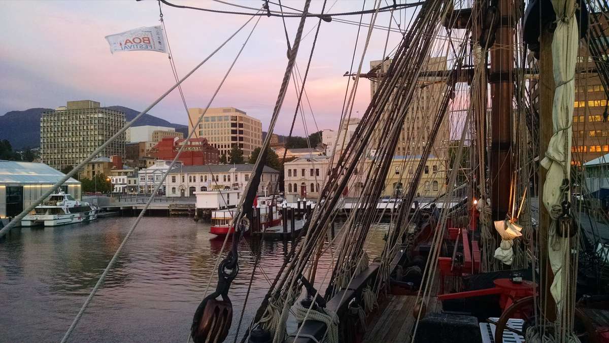 Endeavor arriving in Hobart