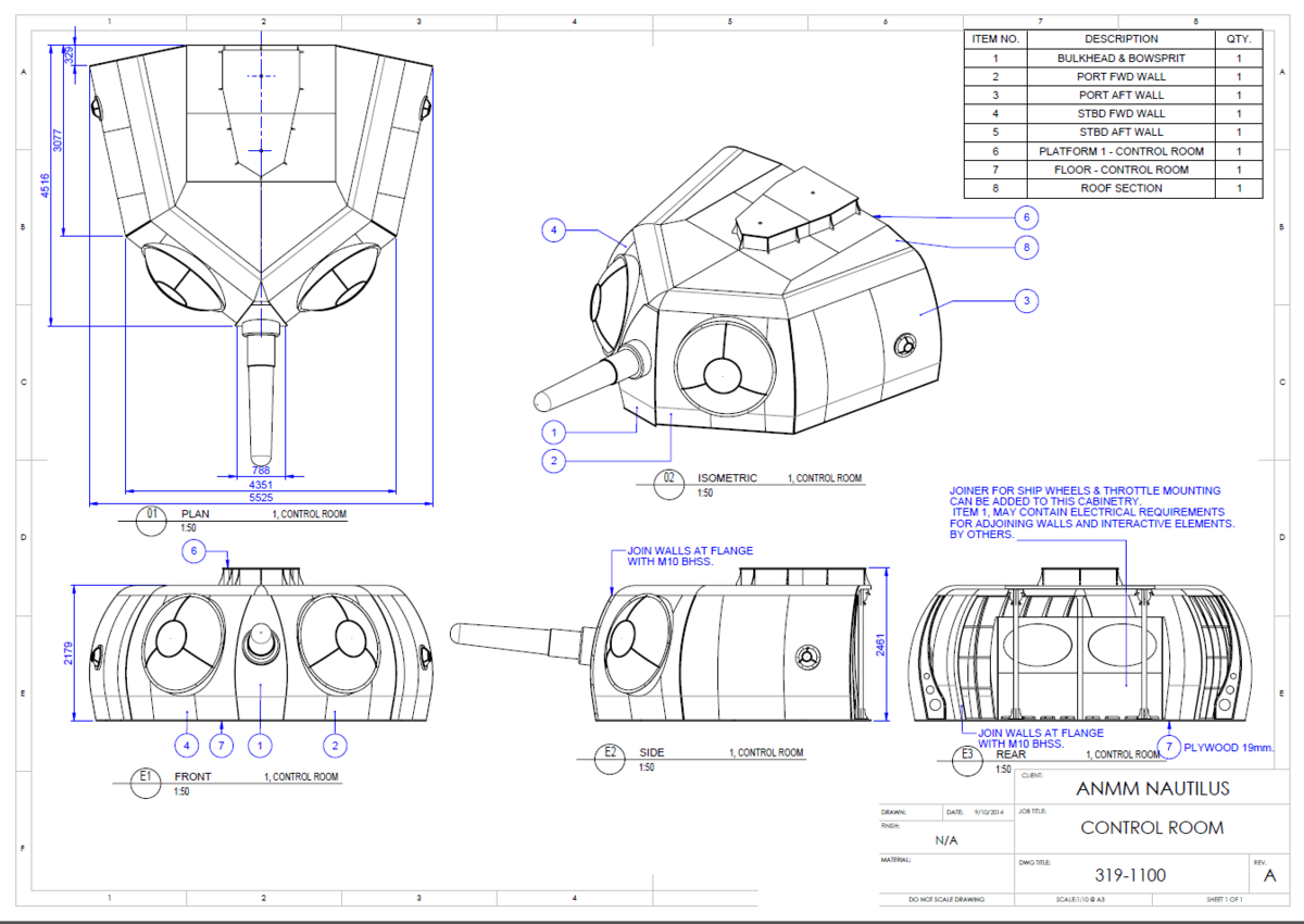 Detailed isometric drawing of the Nautilus