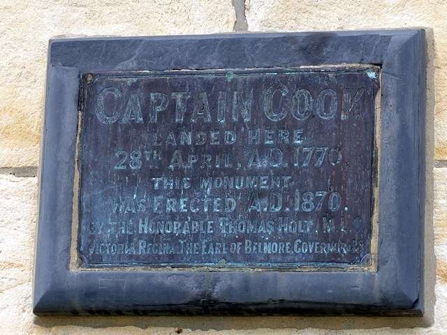 Captain Cook’s plaque at Kurnell.