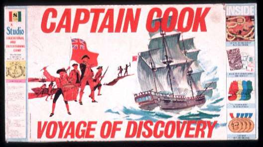 Lid to a board game of Captain Cook