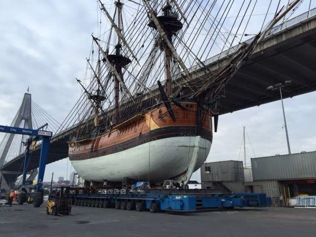 HMB Endeavour in dry dock