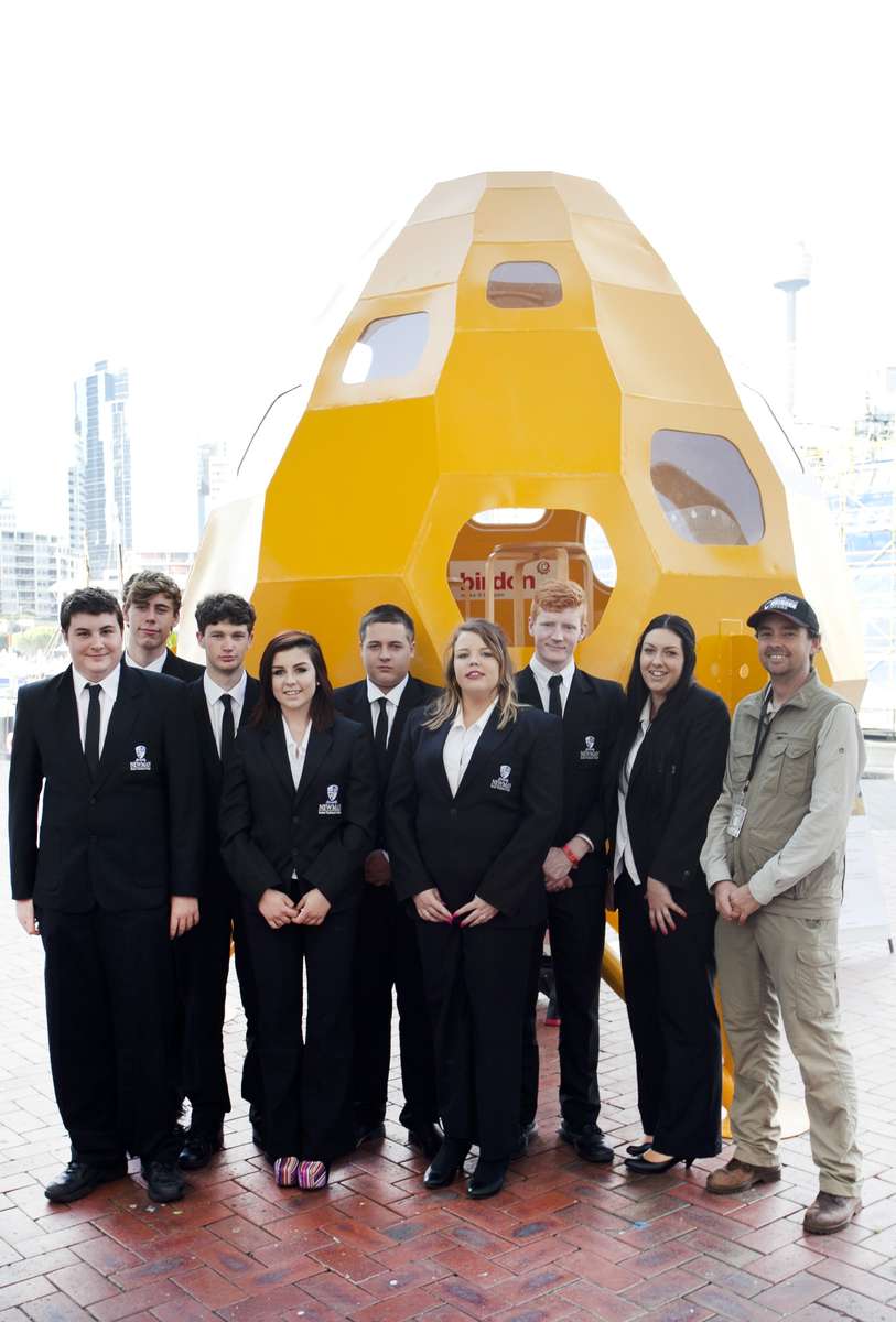 Students from Newman Senior Technical College with Lloyd Godson