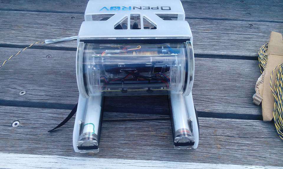 The ROV being trialed in the water