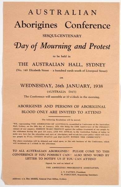 Day of Mourning and Protest pamphlet. Mitchell Library, State Library of New South Wales
