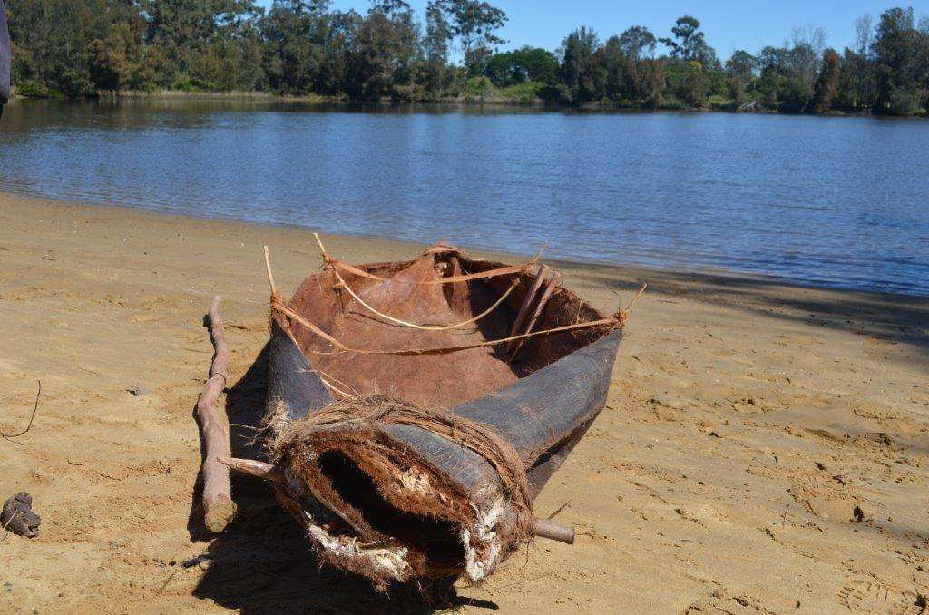 The students’ nawi ready for launching on Chipping Norton Lake, part of the Georges River system near Liverpool just south of Sydney. Photograph Donna Carstens