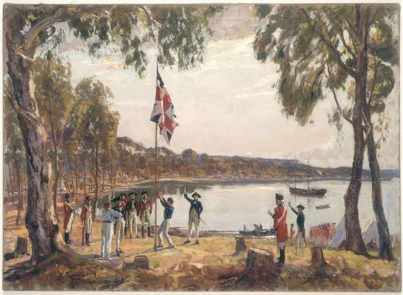 The Founding of Australia by Captn Phillip R N 26th January 1788. Algernon Talmadge, 1937. Mitchell Library, State Library of New South Wales