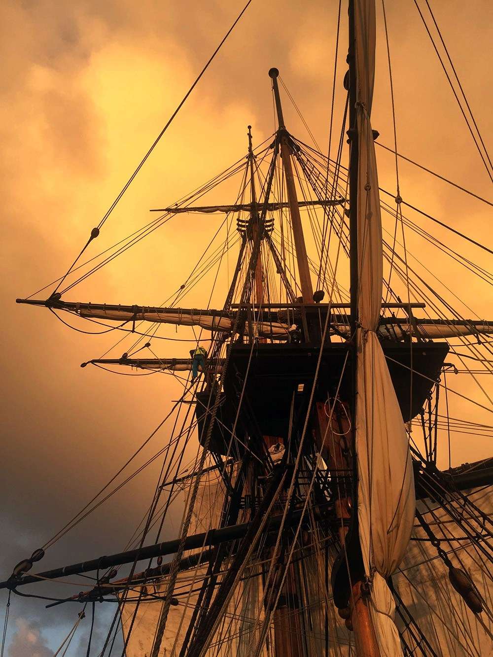 Rachel aloft at sunrise 