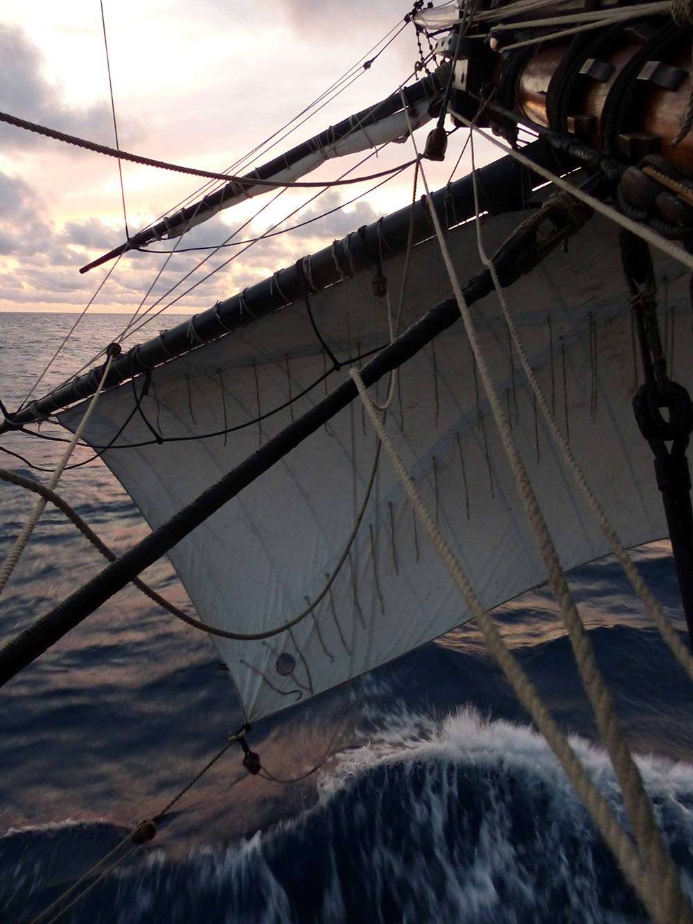 Sprit sail at sunset. Image: Paula Tinney.