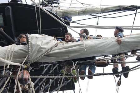 Furling the main course. Image: ANMM. 