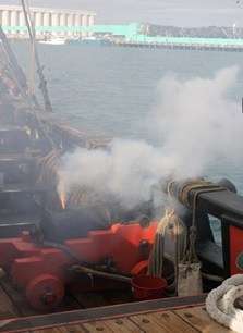 Firing the starboard cannon. Image: ANMM.