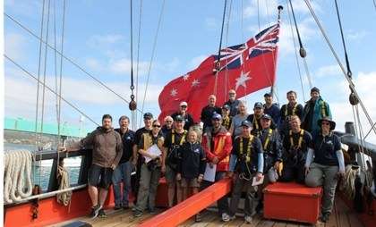 The Adelaide-Port Lincoln voyage crew and supernumeraries last duty. Image: ANMM.