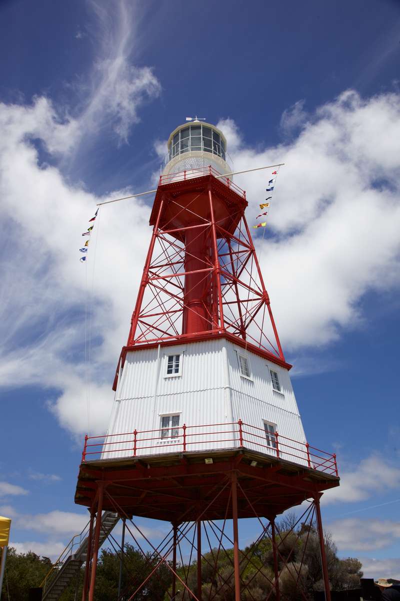 Cape Jaffa Lighthouse on Lighthouse Day, flying signal flags to welcome everyone. (Photo: Mandy Dureau)