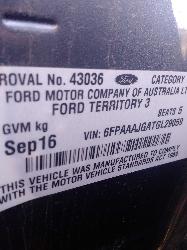 View Auto part Right Front Window Reg/Motor Ford Territory 2016
