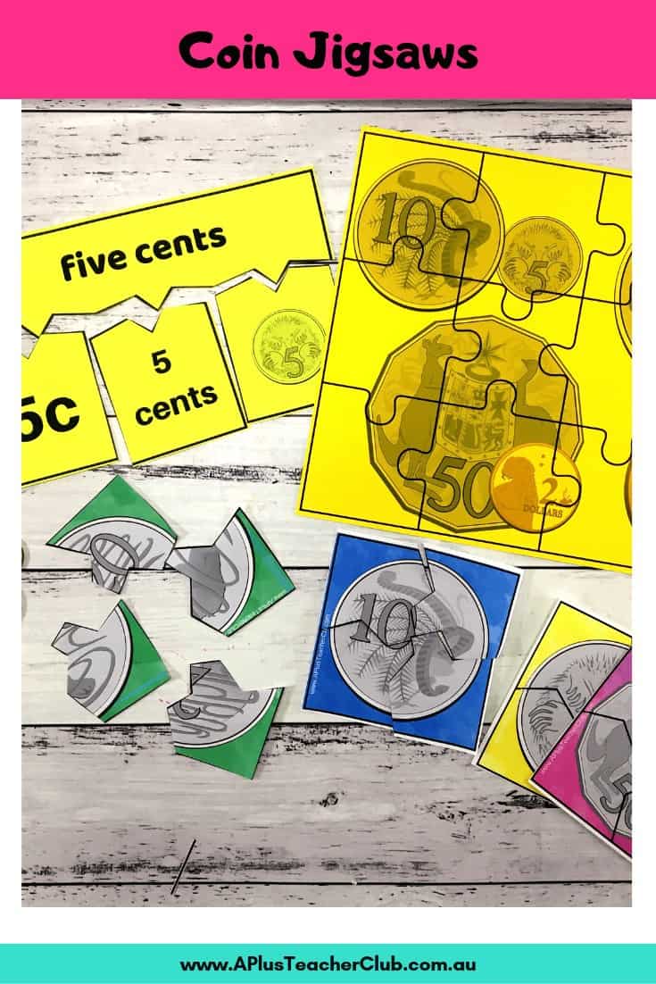 Coin Jigsaw math center printables Coin Jigsaw math center printables