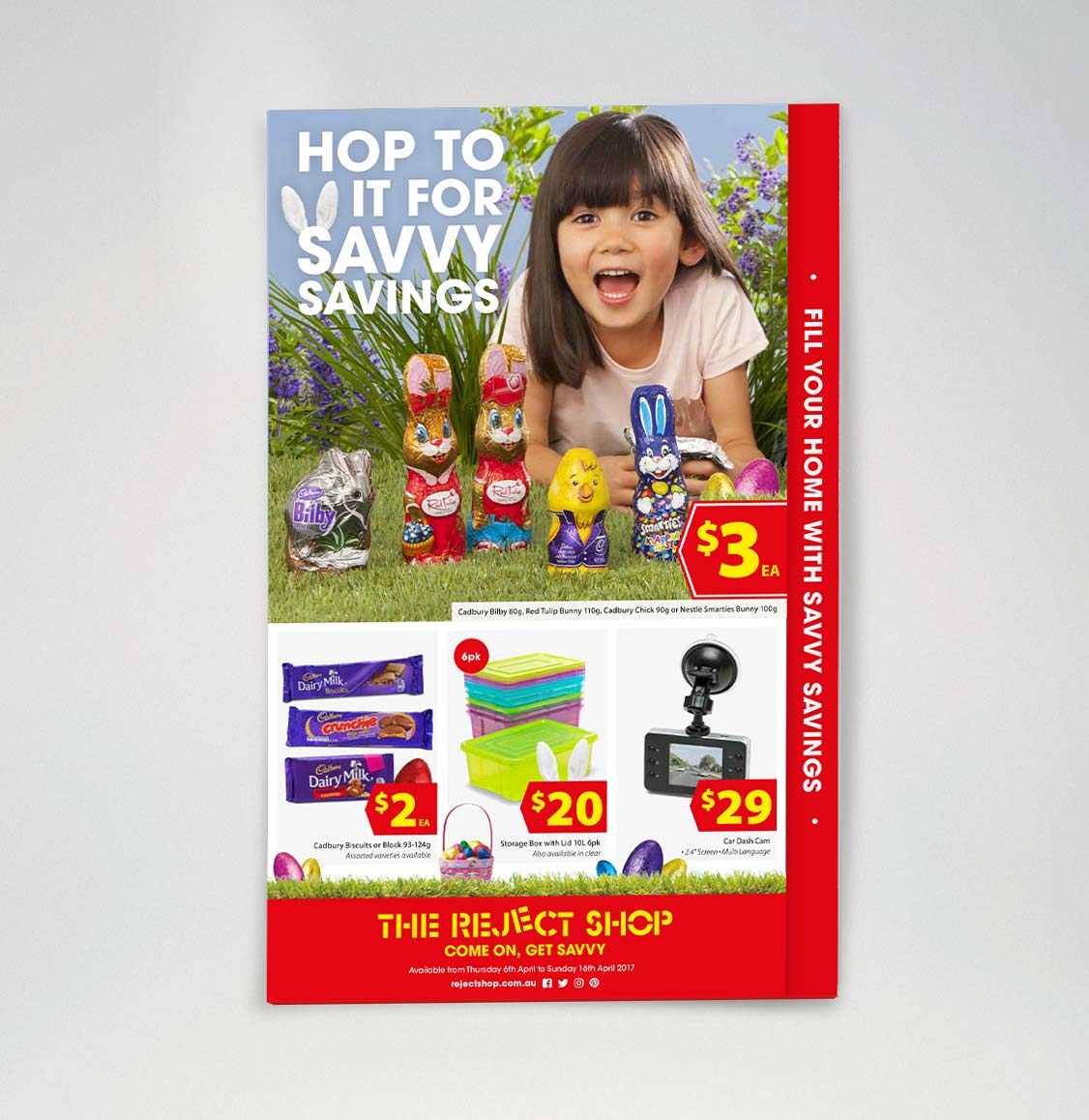 The Reject Shop catalogue cover showing Savvy Easter Savings