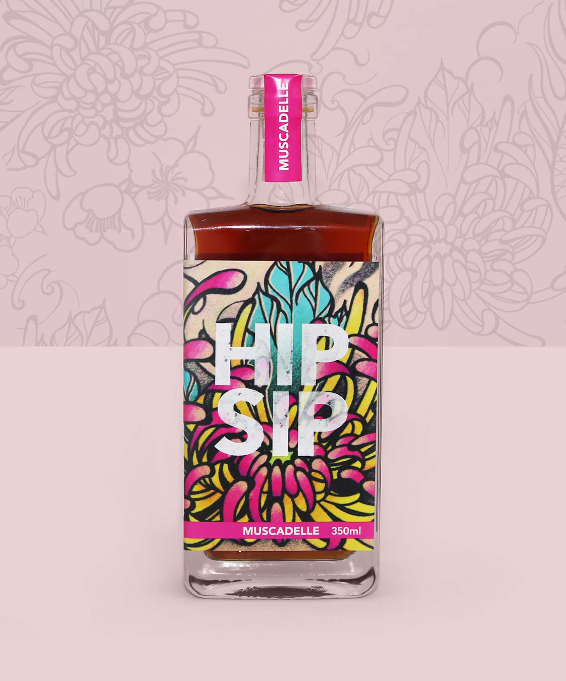 Hip Sip Muscadelle pink bottle with tattoo artwork