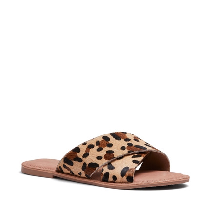 black and white leopard sandals