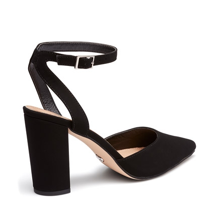 black courts with ankle strap