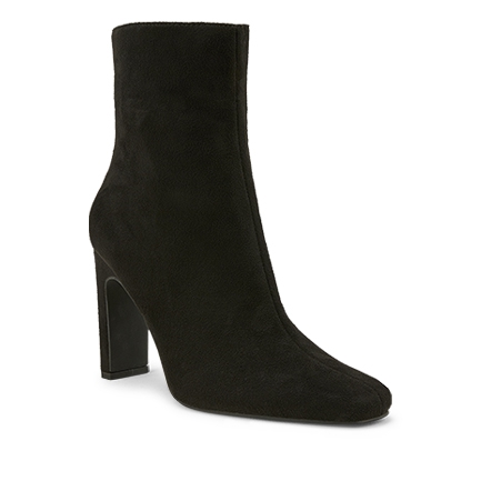 black suede round toe booties