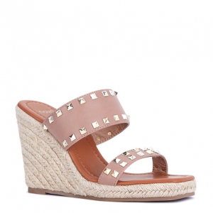 white studded platform sandals