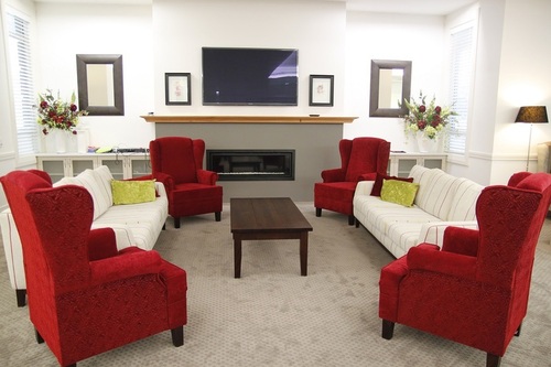 Lounge Retirement Village Goldsmith Wingback Chair in Red Fabric