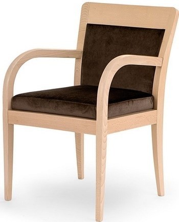 Dining Occasional Aged Care Retirement Grace Wooden Arm Chair In Brown Fabric