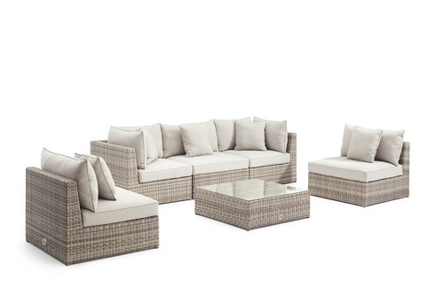 Outdoor Retirement Delmar Coffee Table with Glass Top Setting