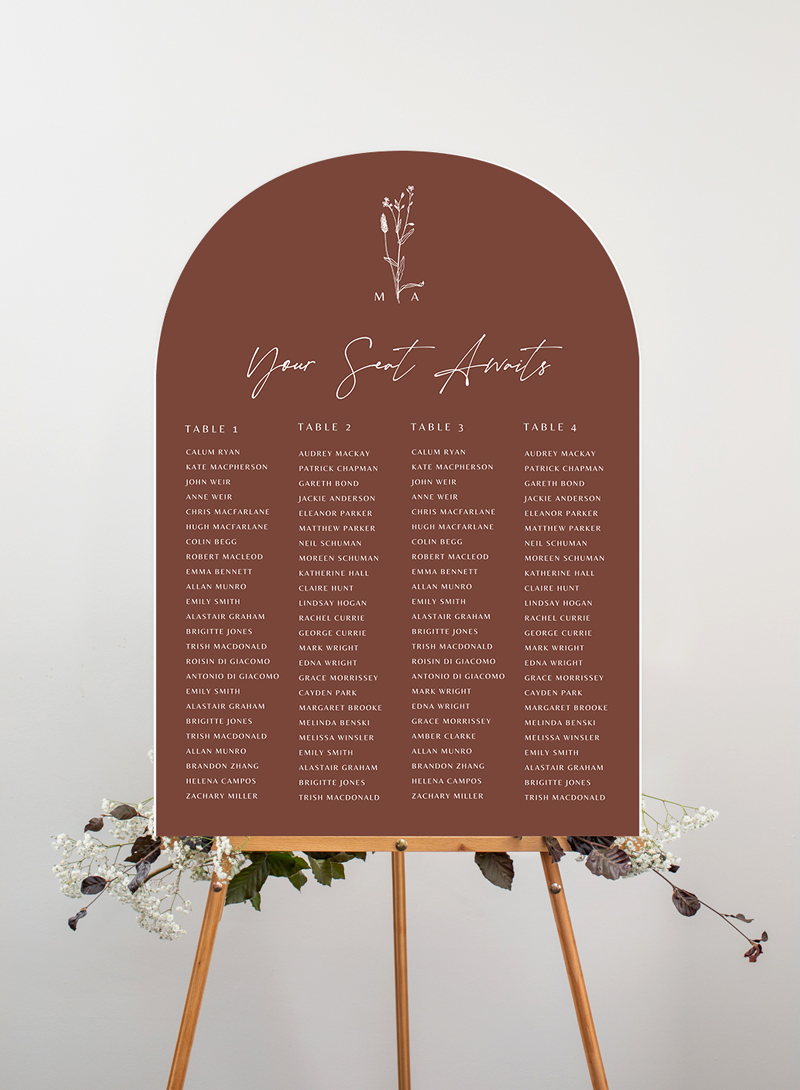 Night bloom wedding seating chart by paperlust