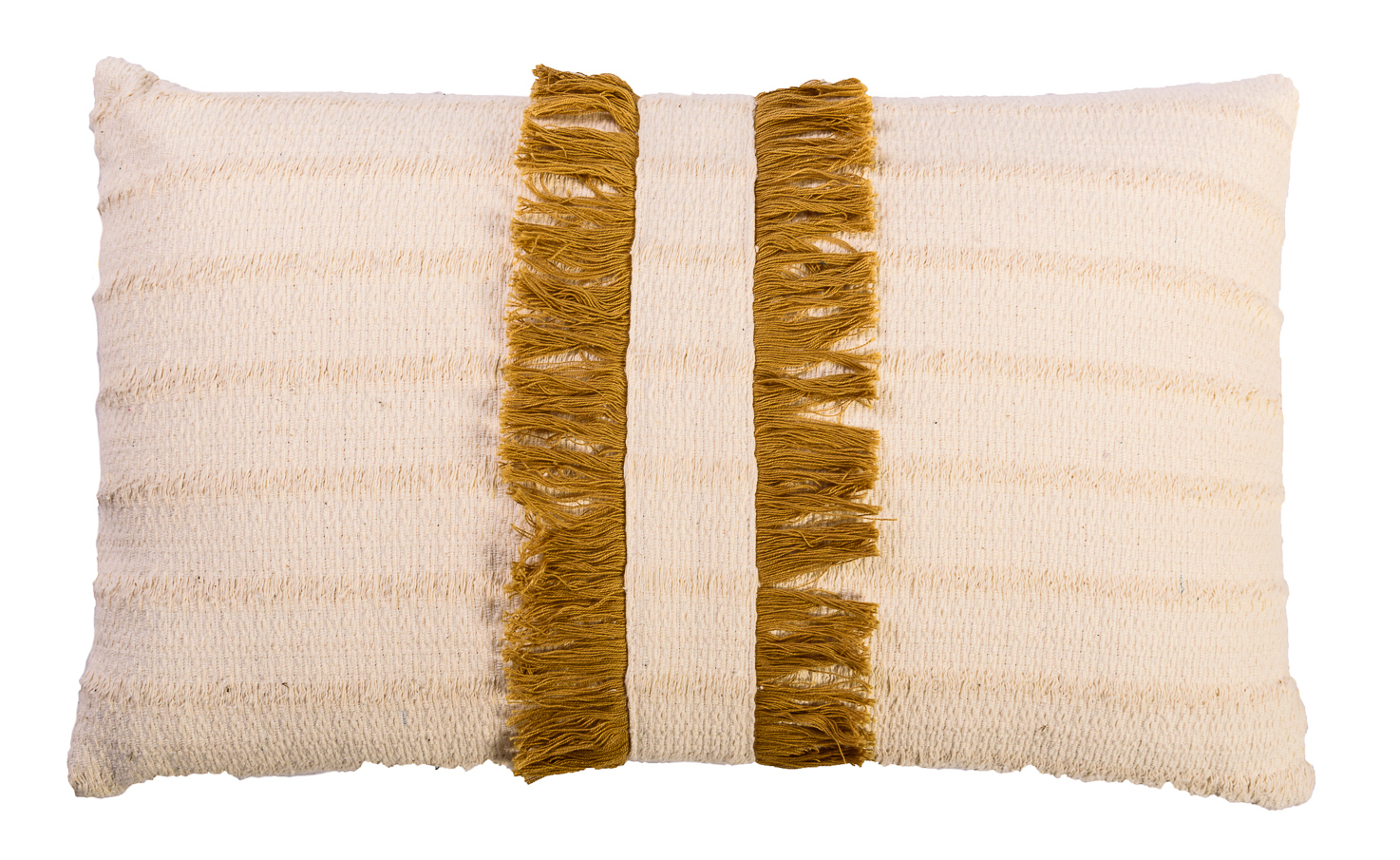 Cream & Mustard Fringed Rectangular Cushion The Event Mill