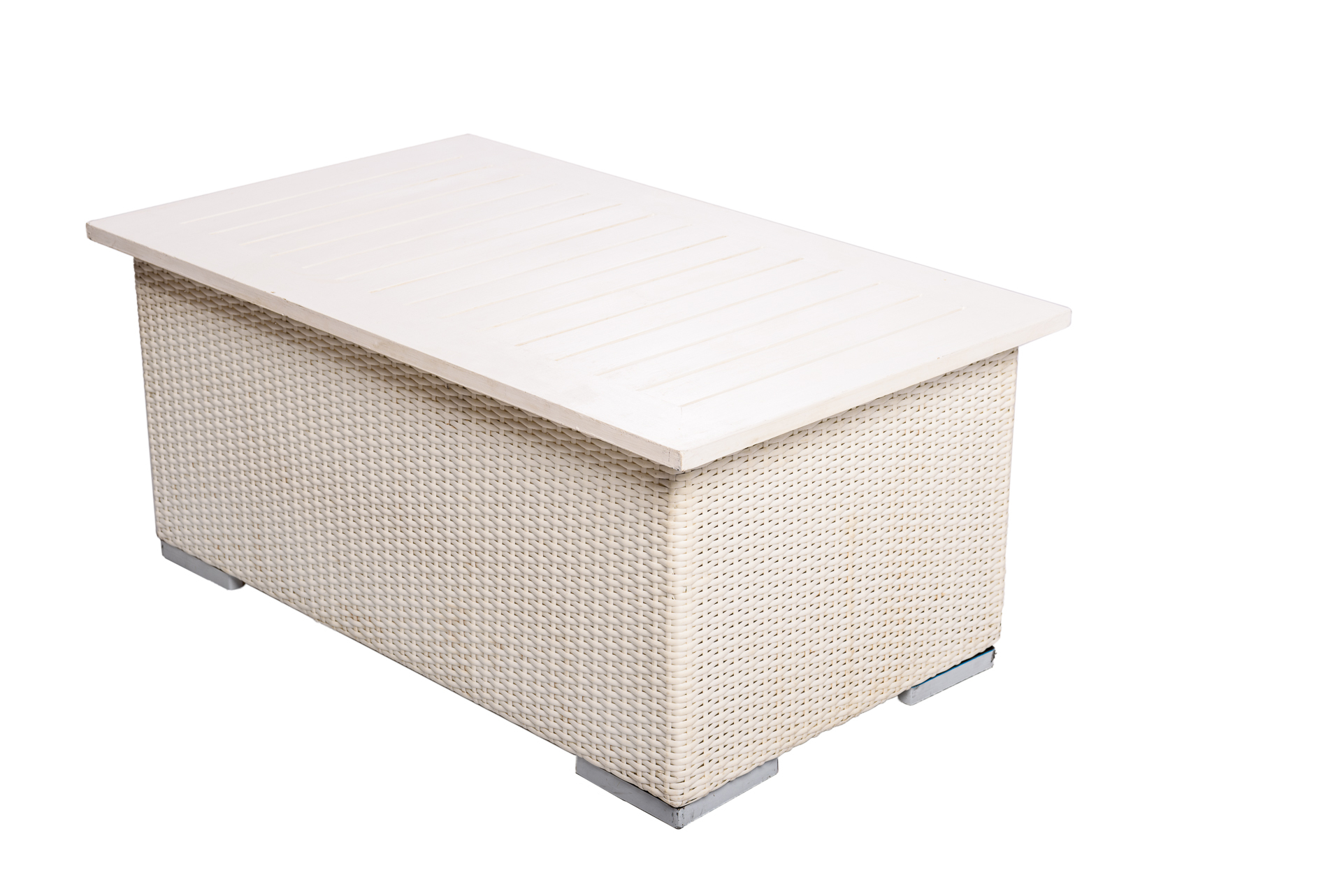 White Rattan Coffee Table with White Top 1mL x 60cmD x 40cmH The